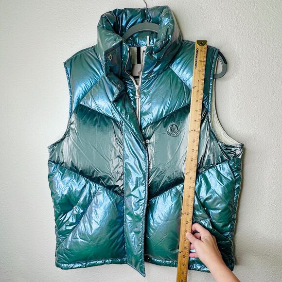 Moncler Blue Down Faucille Gilet Vest High Neck Zip Front Moncler Logo 4 / XL - Picture 16 of 16